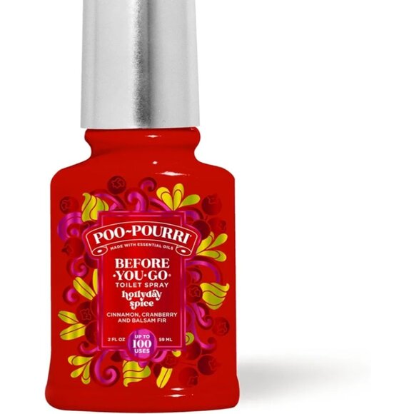 Before-You-Go 2oz Toilet Spray Hollyday Spice Cranberry Cinnamon Balsam Fir 1ct - Picture 1 of 3